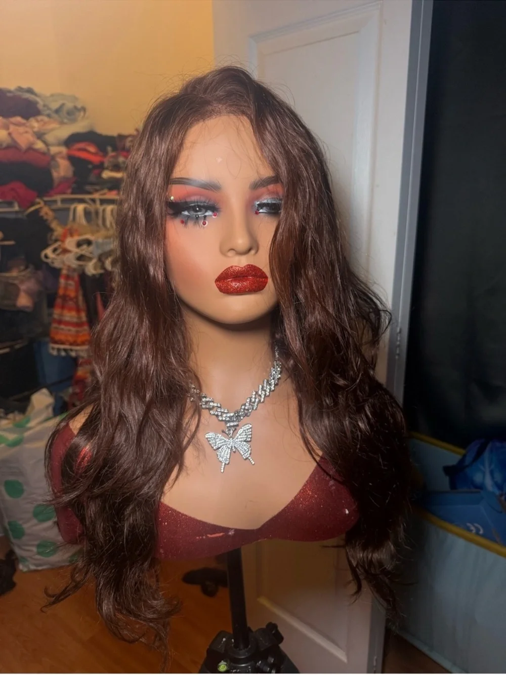 100% Human Hair Brown Auburn Lace Front Wig - 13x4 Lace